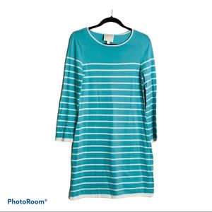 STS Sail To Stable Teal Stripe Sweater Dress size Medium